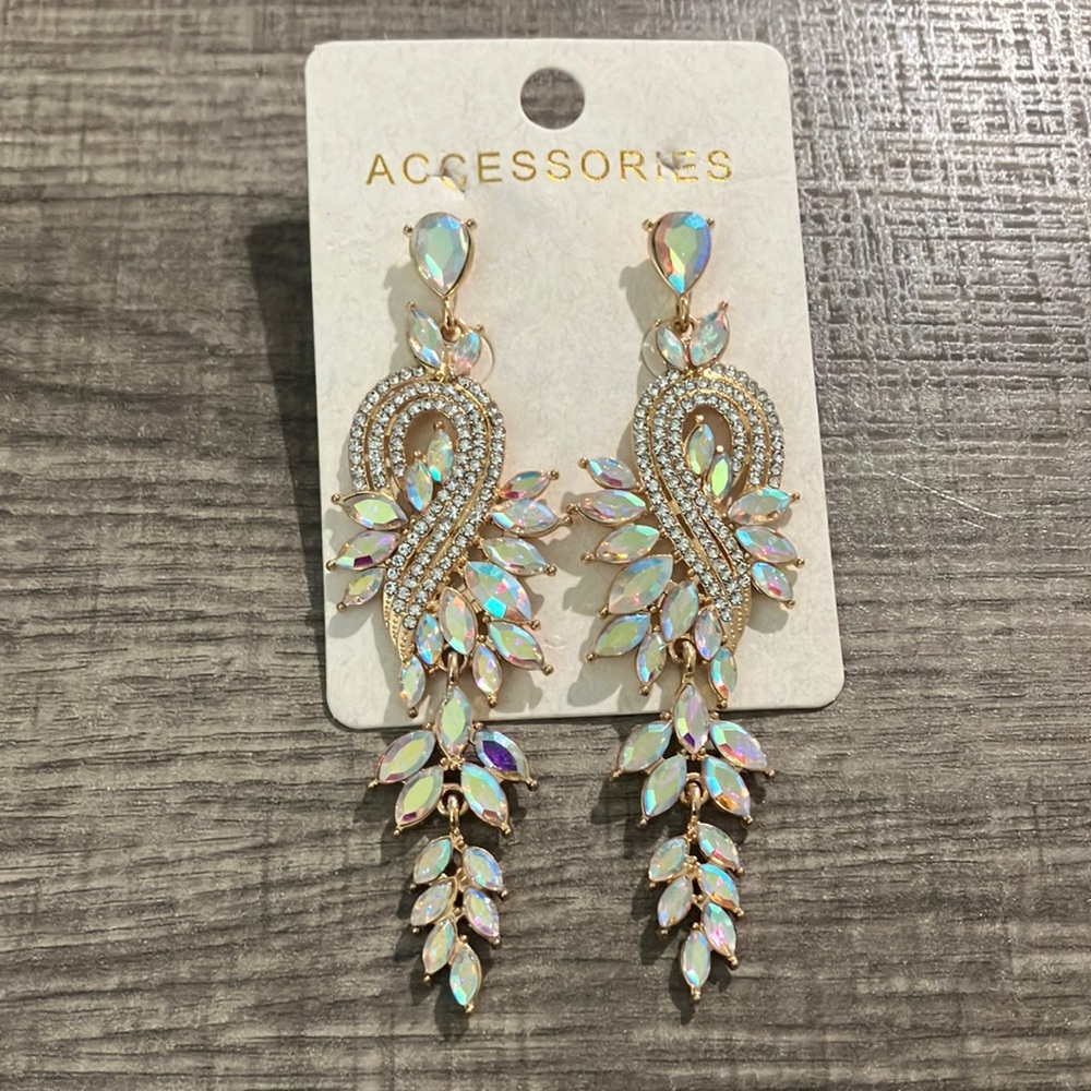 Gold and AB Large Earrings